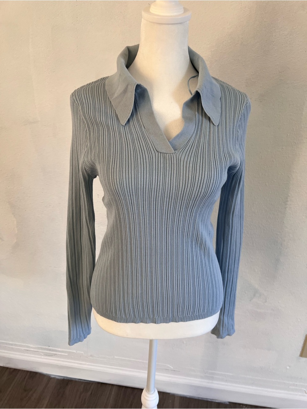 Bailey 44 Light Blue Ribbed Knit Top